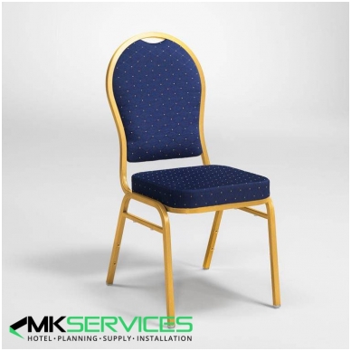 Konferencijų/restoranų kėdė: auksas/mėlyna